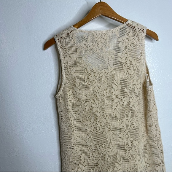Temptation Positano 100% Cotton Cream Crochet Lace Tunic Mini Dress Size L - Picture 4 of 12
